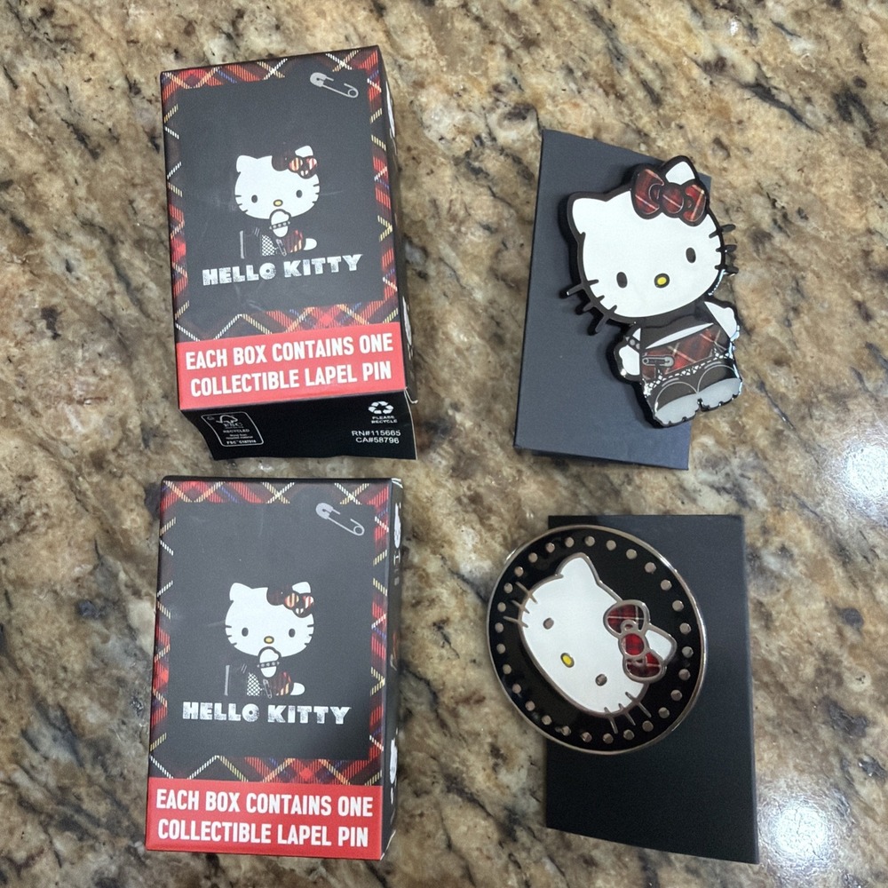 Sanrio Hello Kitty Punk Rock Plaid Mystery Pin 2 Pins Sanrio X Bioworld New